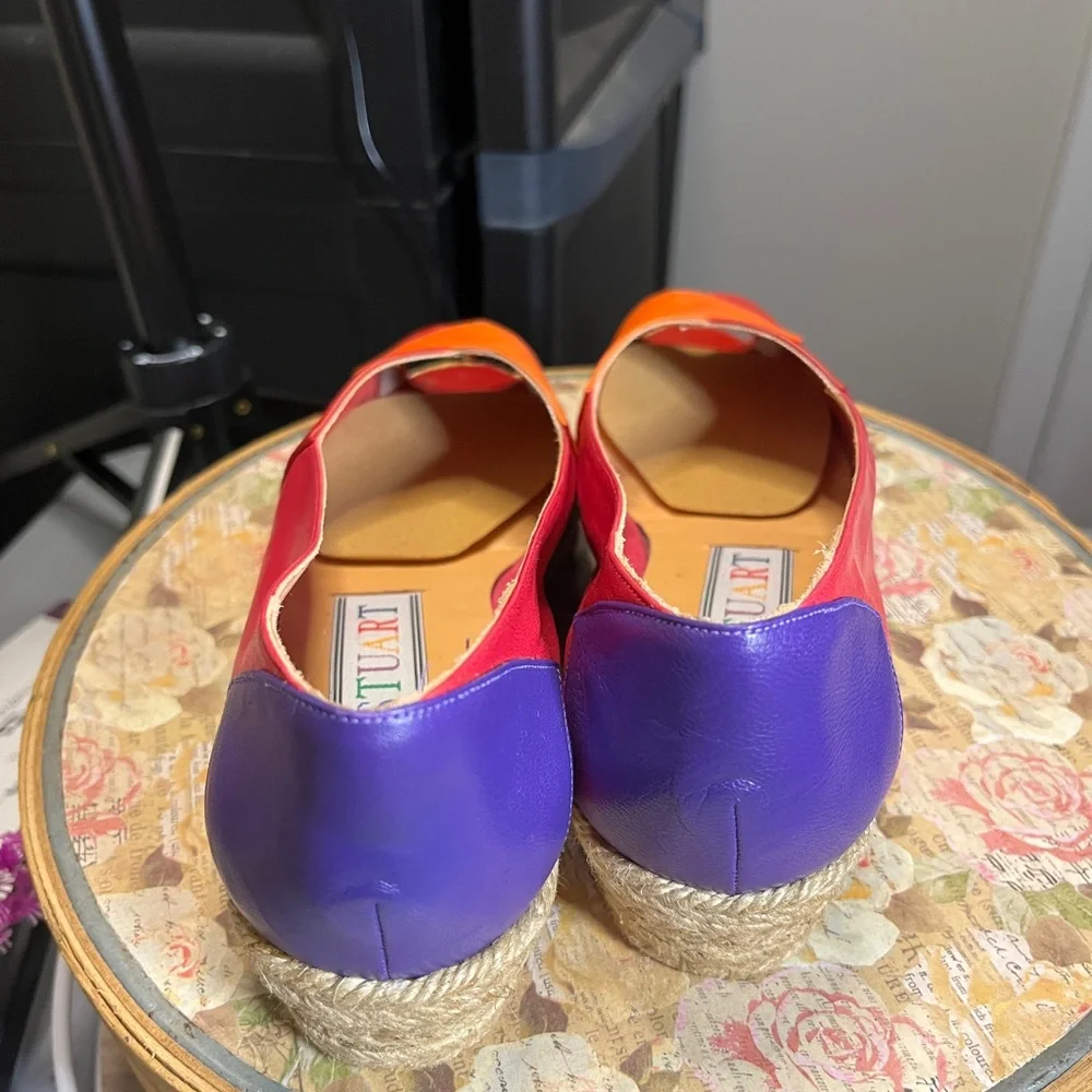 Vintage Stuart FINE leather color-block flats, made in Spain, size 7.5 M